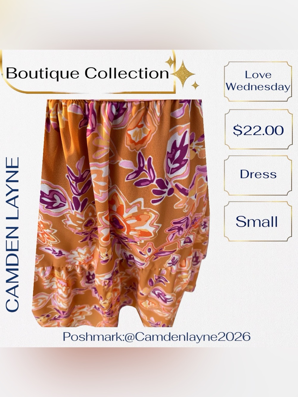One-Shoulder Orange Floral Mini Dress - Picture 10 of 12